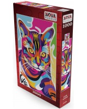  Παζλ Nova puzzle  1000  κομμάτια - Πολύχρωμη γάτα